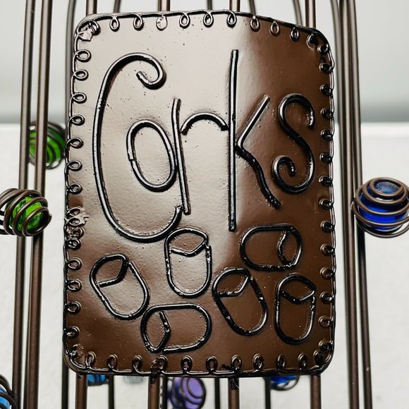 NWT Wine Bottle Cork Cage, Epic Brand, Metal, Glass Beads, 14" T x 4 1/4" D - Picture 3 of 15